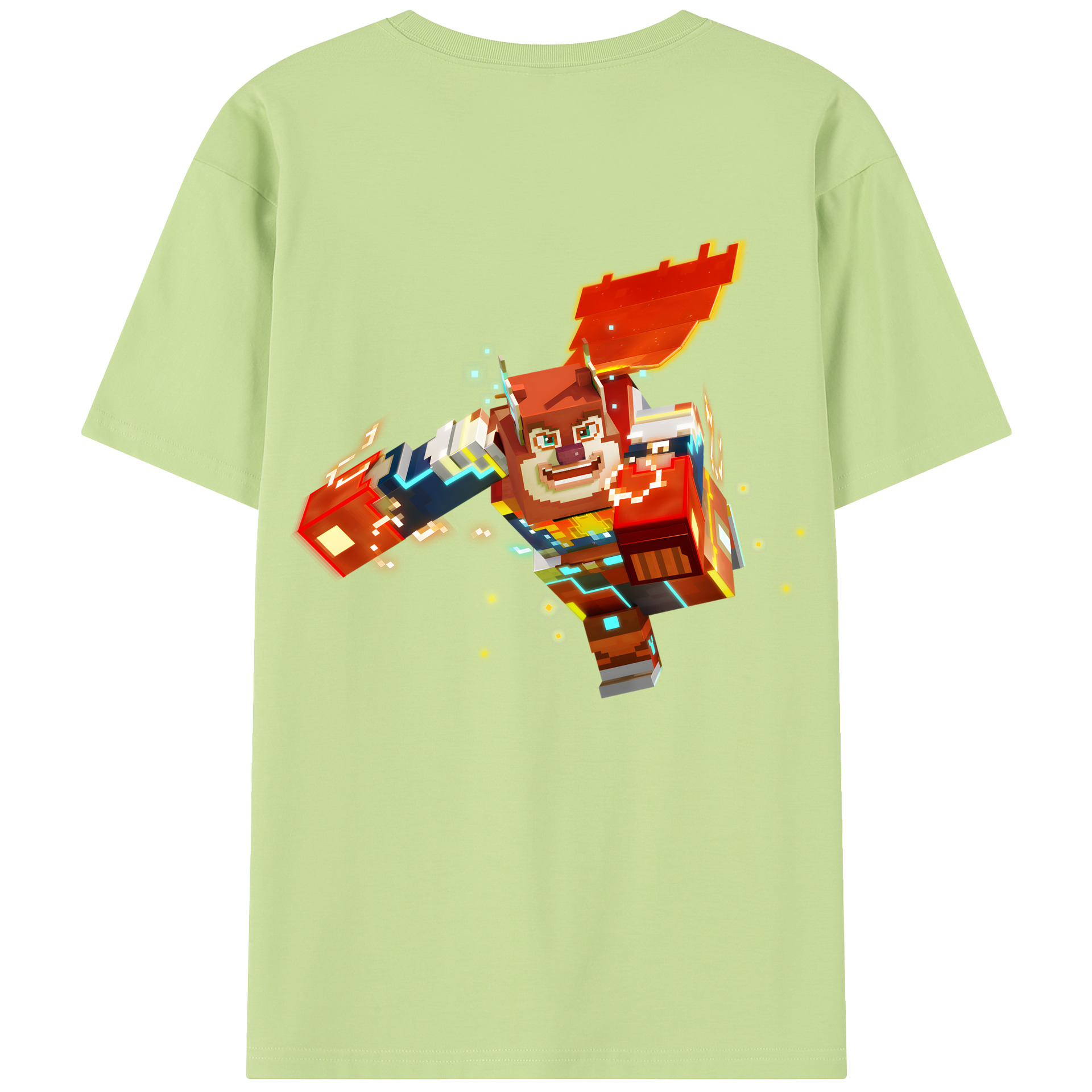 （画像用） マインクラフト ブロックの世界 Minecraft MC Block world 綿100％半袖Tシャツ（背面プリント）
